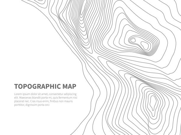 Geodesy contouring land. Topographical line map. Geographic mountain contours vector background Geodesy contouring land. Topographical line map. Geographic mountain contours vector background. Topography and cartography mountain landscape contour illustration topography stock illustrations