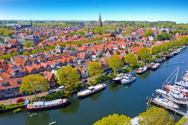 Aerial from the city Enkhuizen in the Netherlands Aerial from the city Enkhuizen in the Netherlands enkhuizen stock pictures, royalty-free photos & images