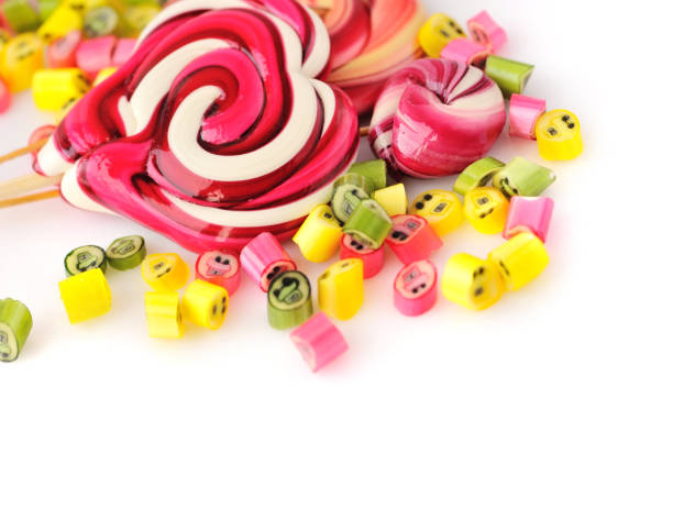istock Colorful candies and lollipops on a white background 1252617317