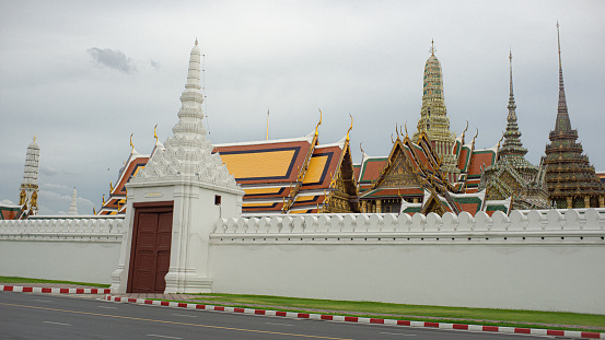 Bangkok Thailand on June 14, 2020: the gate and Grand Royal Palace was quite and no many people during normal life