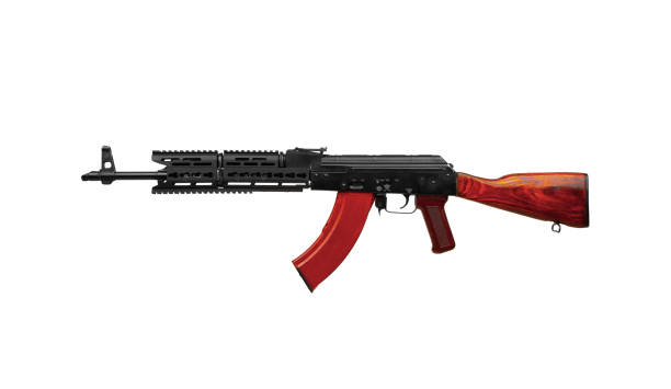 istock Classic Soviet AK machine gun on a white background. Weapons of Russia and the Soviet Union isolated on white back. 1252621919
