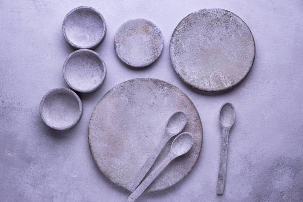 istock Handmade handcrafted concrete plates and bowls 1252624273
