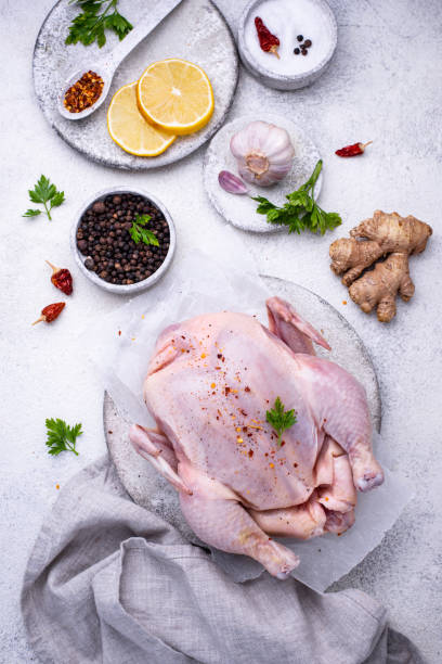 istock Raw chicken with herbs and spices 1252624287