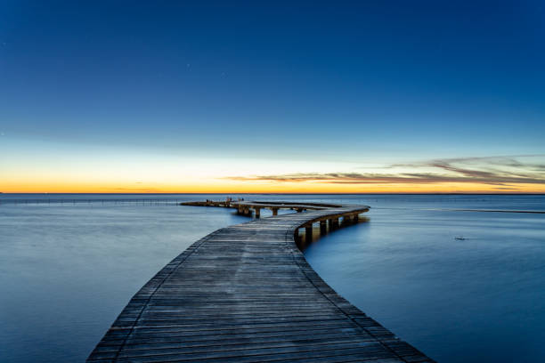 istock Sea shore scenic walkway bridge 1252625364