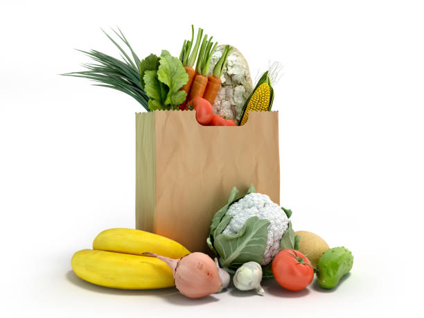 istock fresh food in a paper bag for products 3d render on white 1252625652