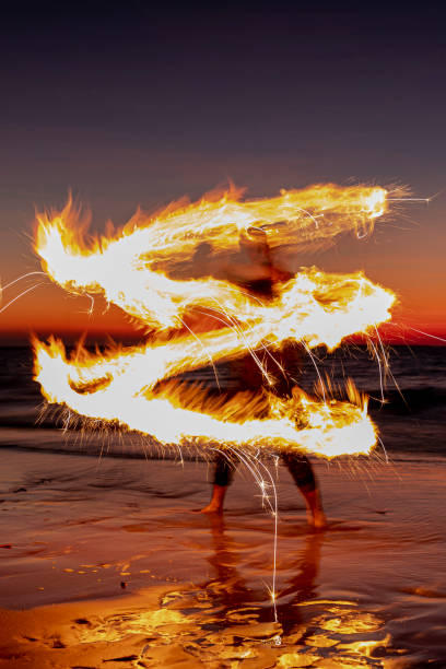 fire walker - darwin northern territory australia beach imagens e fotografias de stock