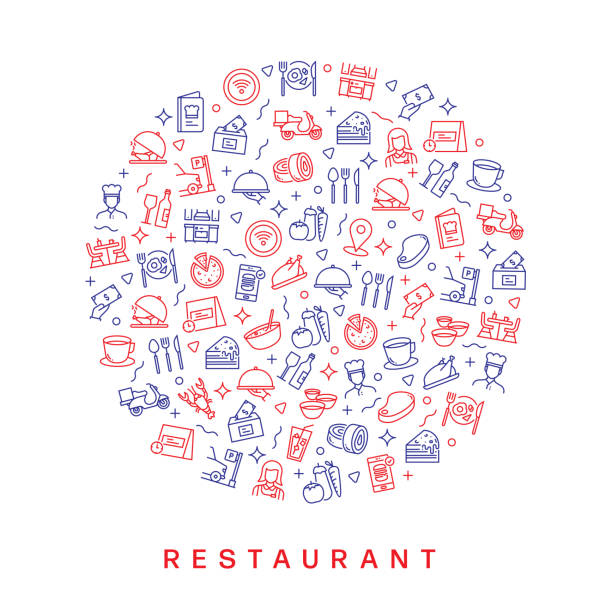 Restaurant, Food and Drink Related Pattern Design Restaurant, Food and Drink Related Pattern Design chef patterns stock illustrations