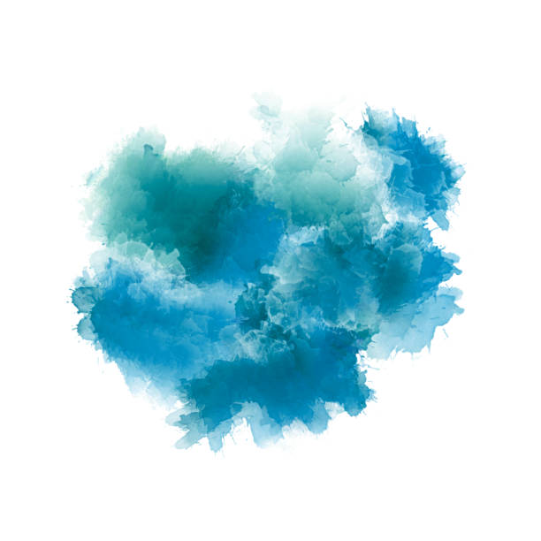 istock Artistic drawing cyan and blue tones. Multicolored paint smears isolated on white background. Abstract watercolor pattern. Contemporary creation 1252652931