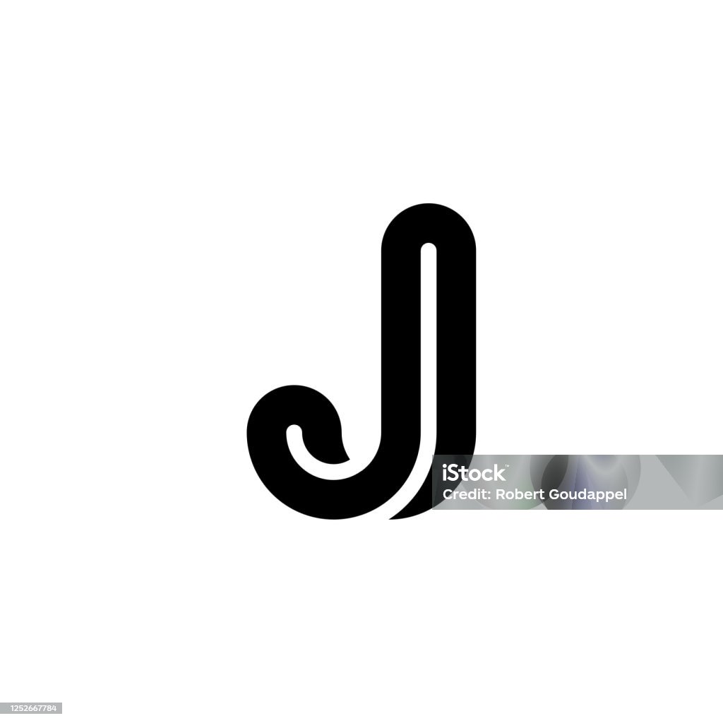 J With Rounded Edges Thick Rounded Line Letter Logotype J Stock Illustration - Download ...