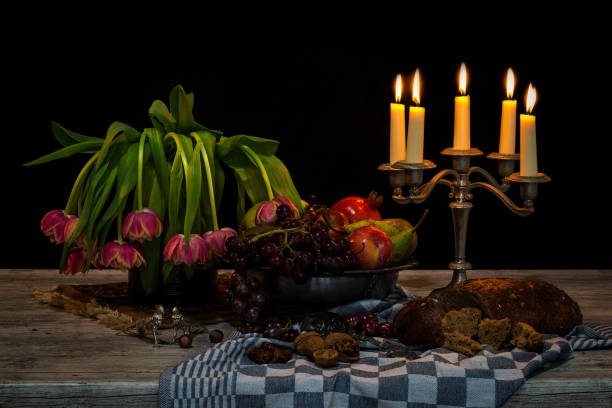 Golden Tray Pooja Ki Thali With Fruits Like Sev, Santara, Ber, Custard Apple shareepha. Theme For Diwali, Navratri, Dussehra Puja, Deepawali, Karva Chauth, Teej, Ganesh Chaturthi Or Shubh Deepavali