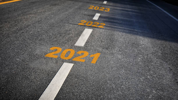 istock Year 2021 to 2023 on asphalt road 1252673251