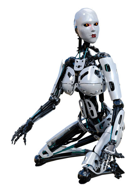 istock 3D illustration female robot on white 1252676365