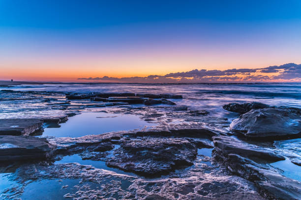 istock Dawn Seascape with a low cloud bank 1252677235