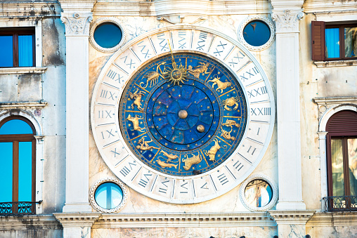 Clock on St Mark's Clocktower in Venice