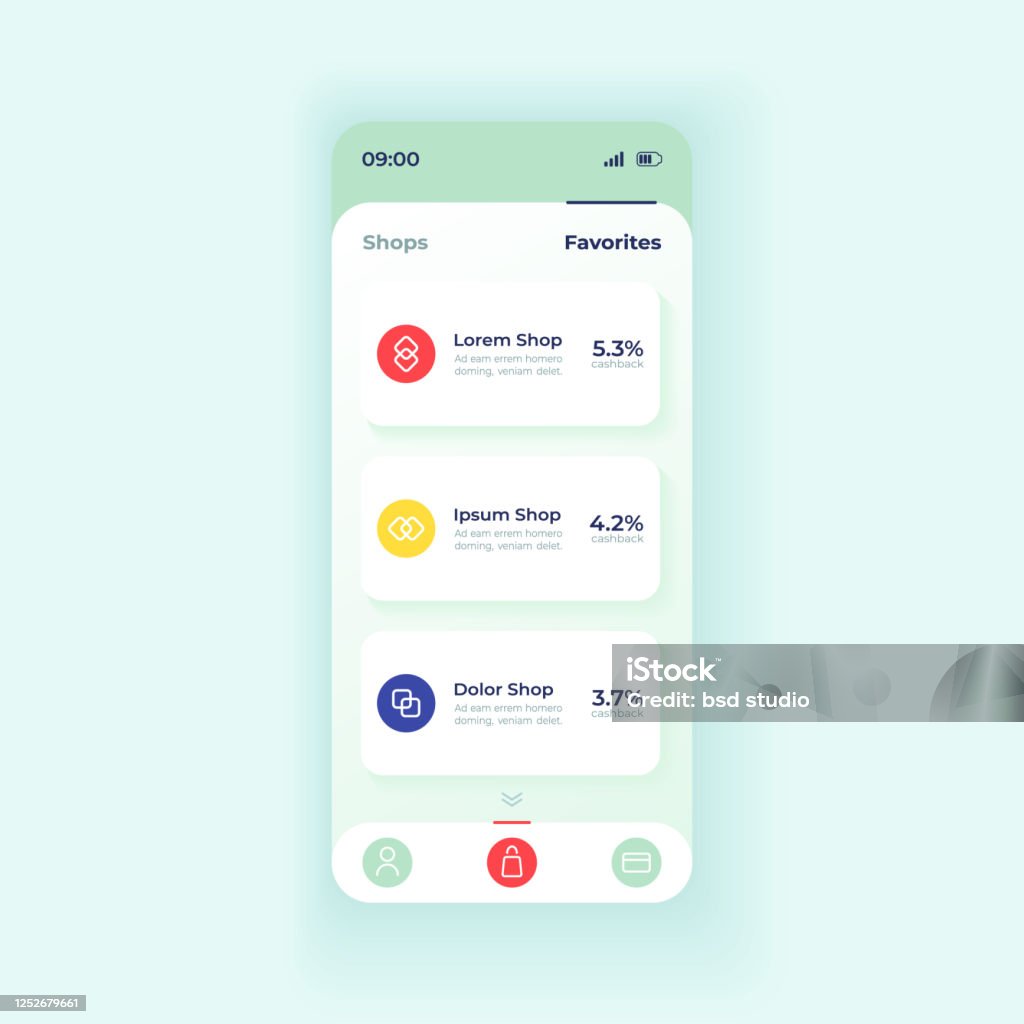 Internet Shopping Application Smartphone Interface Vector Template ...
