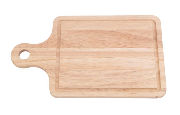 istock Wooden cutting board isolated on white 1252679728