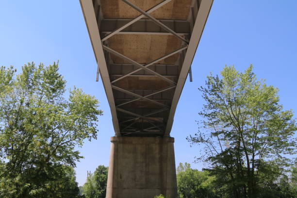 istock view of long bridge from below with blue sky 1252679754