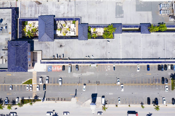 istock Aerial view on parking near shopping centre 1252682838
