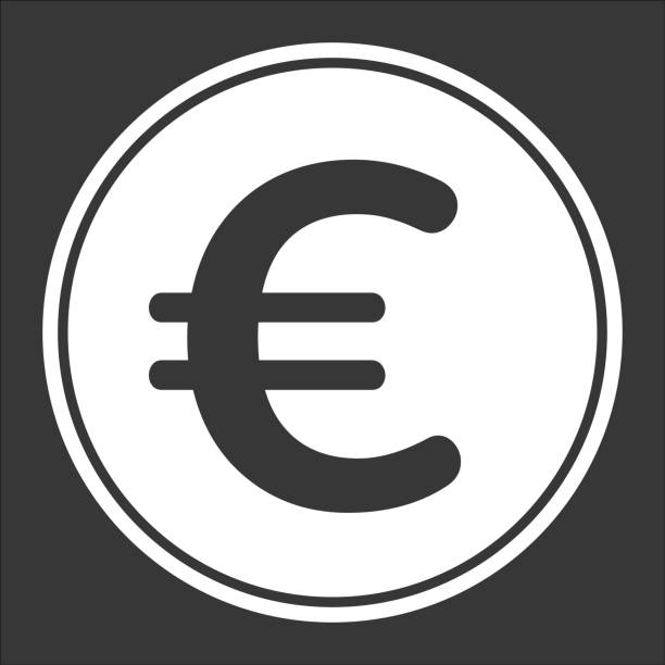 유로 동전 - 유로 뱅킹 아이콘 세트 - bank symbol computer icon european union euro note stock illustrations
