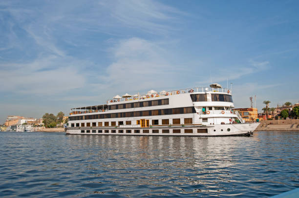istock Large egyptian river cruise boat sailing on Nile 1252683080