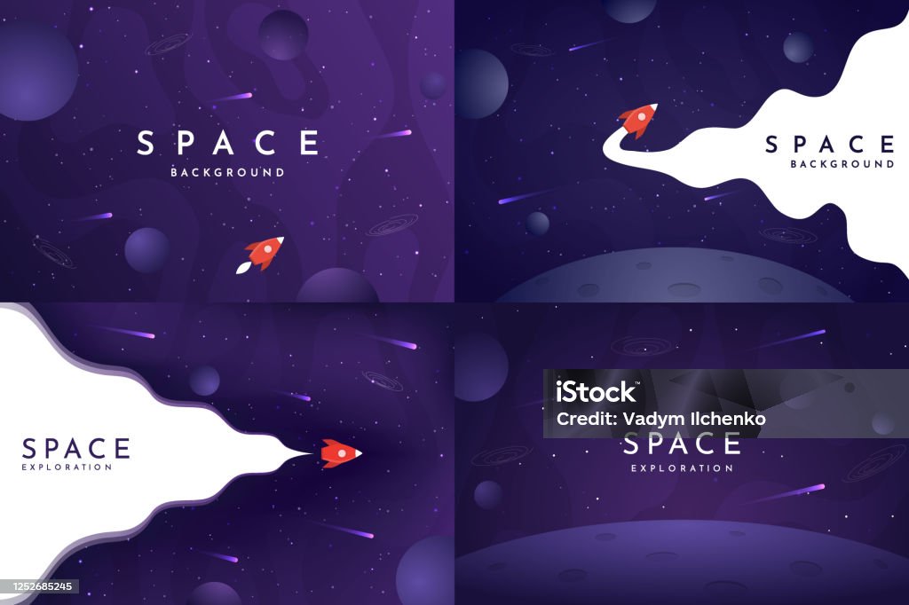 Ilustración de Conjunto De Fondos Vectoriales Exploración Espacial Cosmos Con Cohete Fondos De Pantalla Cósmicos Violetas Con Estrellas Plantilla Para Tarjetas De Regalo Portadas Banners Invitaciones Diseño De Sitio Web O Juego Ilustración de Conjunto De Fondos Vectoriales Exploración Espacial Cosmos Con Cohete Fondos De Pantalla Cósmicos Violetas Con Estrellas Plantilla Para Tarjetas De Regalo Portadas Banners Invitaciones Diseño De Sitio Web O Juego