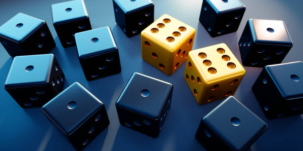 istock Two gambling golden dices for games 1252688747