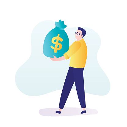 Pengusaha Memegang Tas Dengan Uang Konsep Hadiah Atau Keuntungan Pria Pengusaha Memegang Tas Dengan Uang Konsep Hadiah Atau Keuntungan Pria