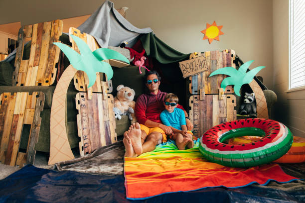 istock Cool Father and Son at Home Beach 1252693400