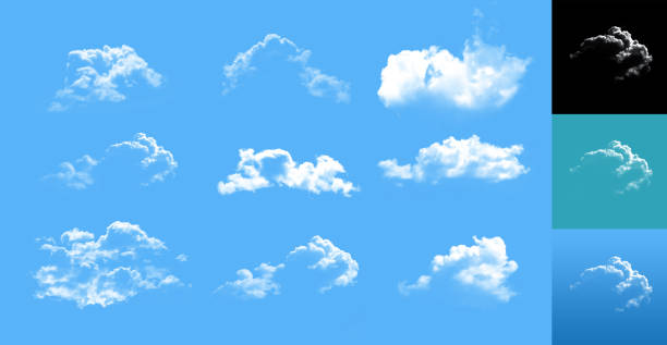 istock Isolated set of clouds. Fluffy white clouds isolated - can be placed on different background - solid or gradients. 1252694097