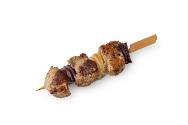 istock Grilled meat on stick on white background isolated 1252694696