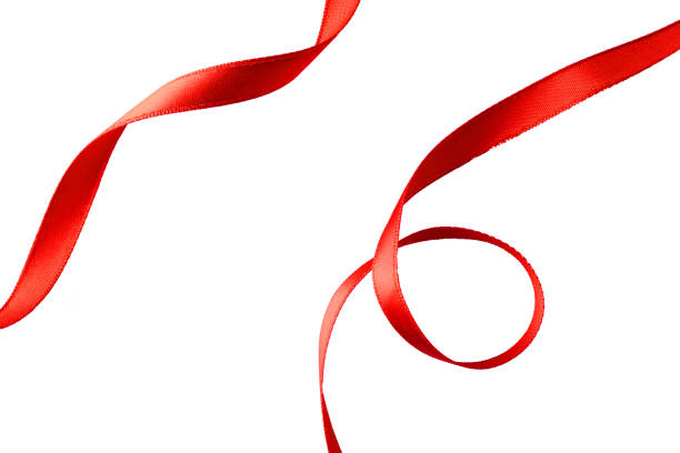 istock red ribbon isolated on white background. 1252695297