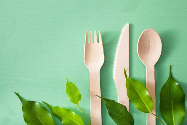 istock eco friendly wooden cutlery. plastic free concept 1252697256