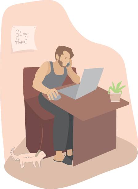 istock Working at home, coworking space. freelancers working on laptops and computers at home. People at home in quarantine. Vector flat style illustration 1252698949