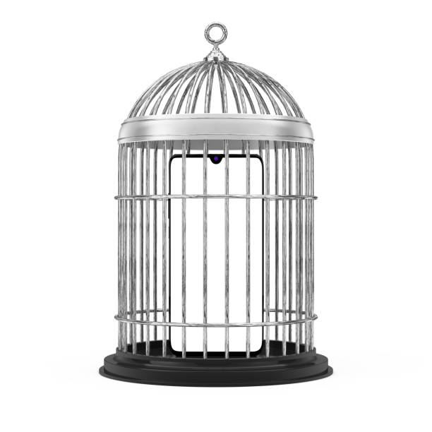 istock Mobile Phone with White Screen in Metal Cage. 3d Rendering 1252699178