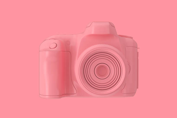 istock Pink Modern Digital Photo Camera in Duotone Style. 3d Rendering 1252699352