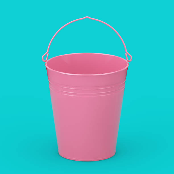 istock Empty Pink Bucket with Handle in Duotone Style. 3d Rendering 1252699429