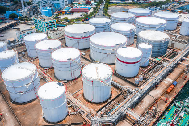 istock Aerial view oil refinery 1252700789