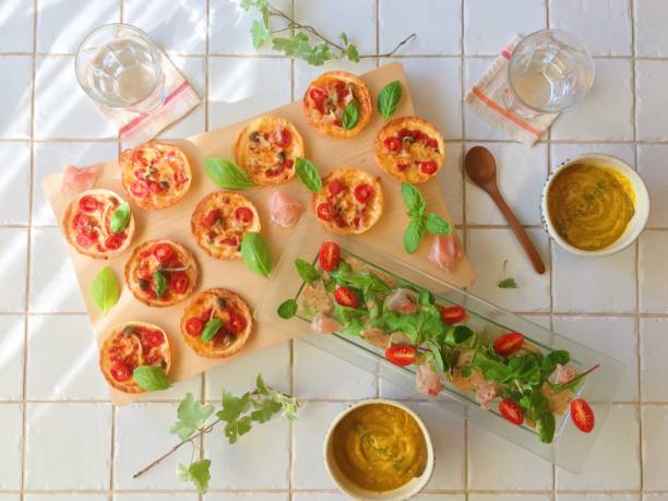 Small pizza party on the table