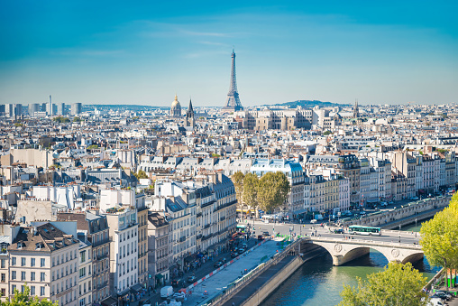 Paris cityscape with Eiffel tower and Paris city view