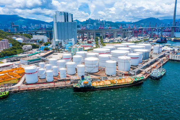 istock Aerial view oil refinery 1252704911