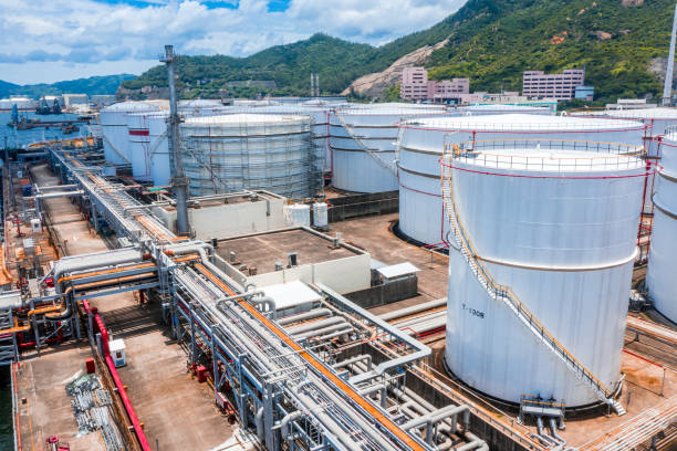 istock Aerial view oil refinery 1252705599