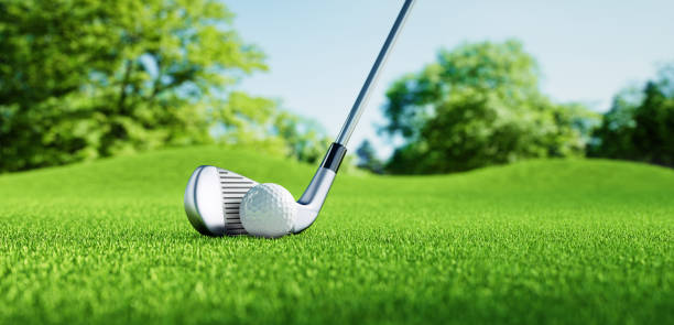 golf motiv - nahaufnahme - golf green practicing sports training stock-fotos und bilder