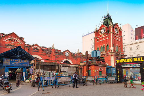 Kolkata, West Bengal, India - 29th December 2019 : Sir Stuart Hogg Market or Hogg Market or Hogg Shaheber Bajaar or New Market called today, is a market place from British era in Kolkata.