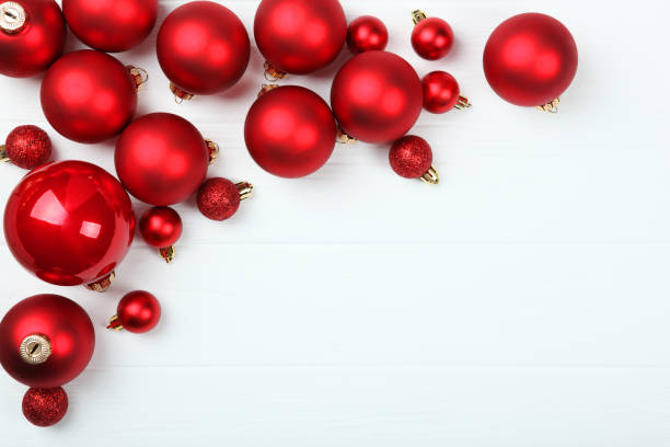 istock Decorative Christmas balls top view. Place to insert text. 1252714311