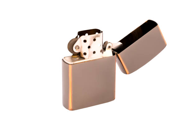 istock Petrol iron lighter with open lid on white background, isolated 1252715984