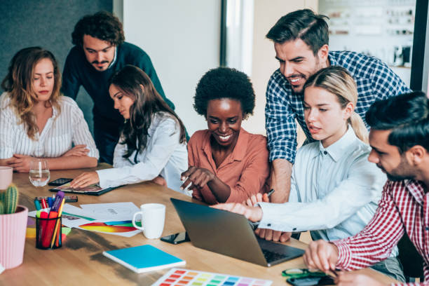 istock Creative business people working on business project in office. 1252716405