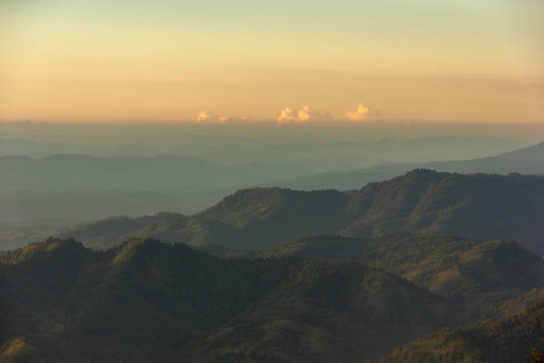 The hills surrounding the city of Aizawl in Mizoram in Northeast India during the evening.