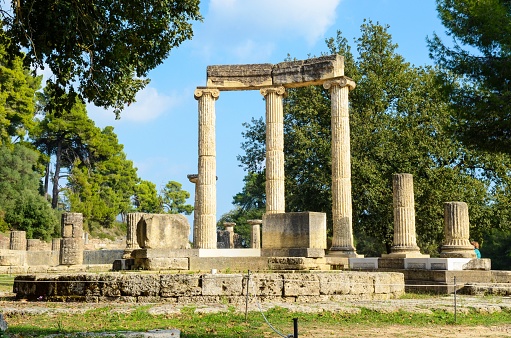 Olympia, Greece; November 2, 2013; The Philippeion Ionic circular memorial.
