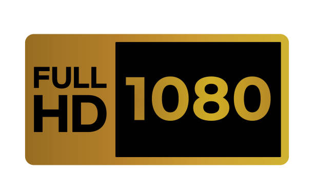 Gold 1080p Full HD label isolated on white background. Gold 1080p Full HD label isolated on white background. High resolution Icon logo; High Definition TV / Game screen monitor display vector label. full hd format stock illustrations