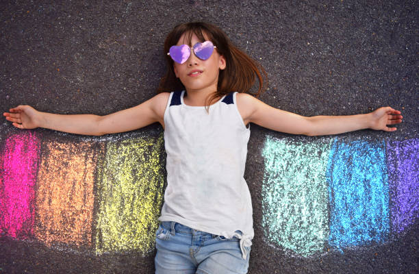 Chalk Drawing Rainbow Angel